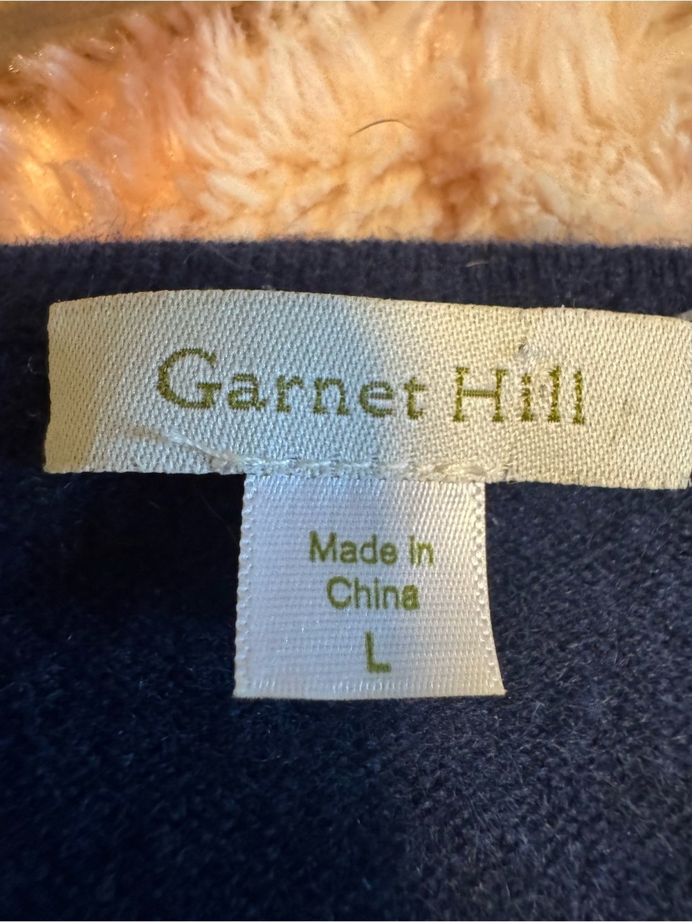 Garnet Hill Navy Cashmere Sweater with Pleated Hem - Picture 4 of 5
